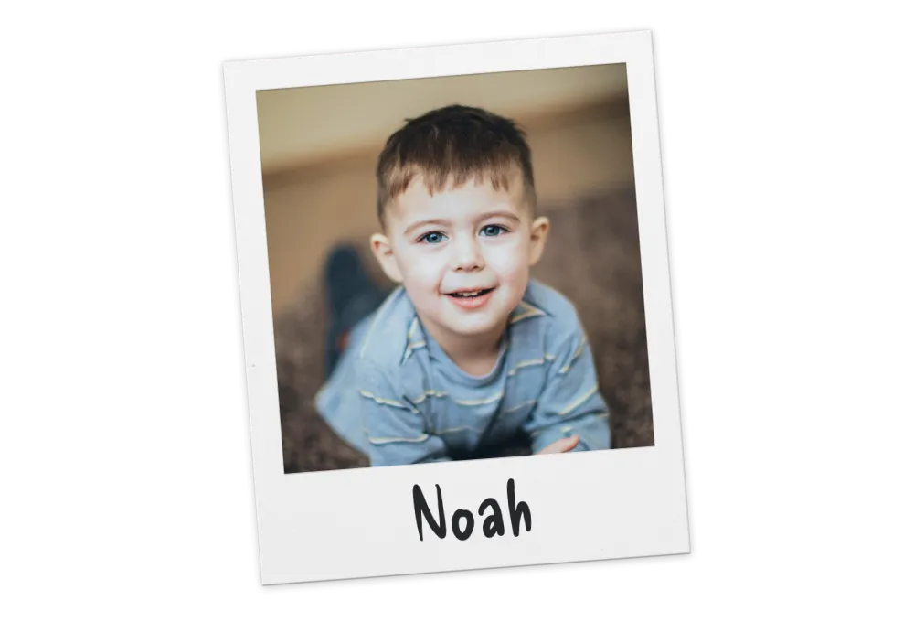 Polaroid photo of a child named Noah
