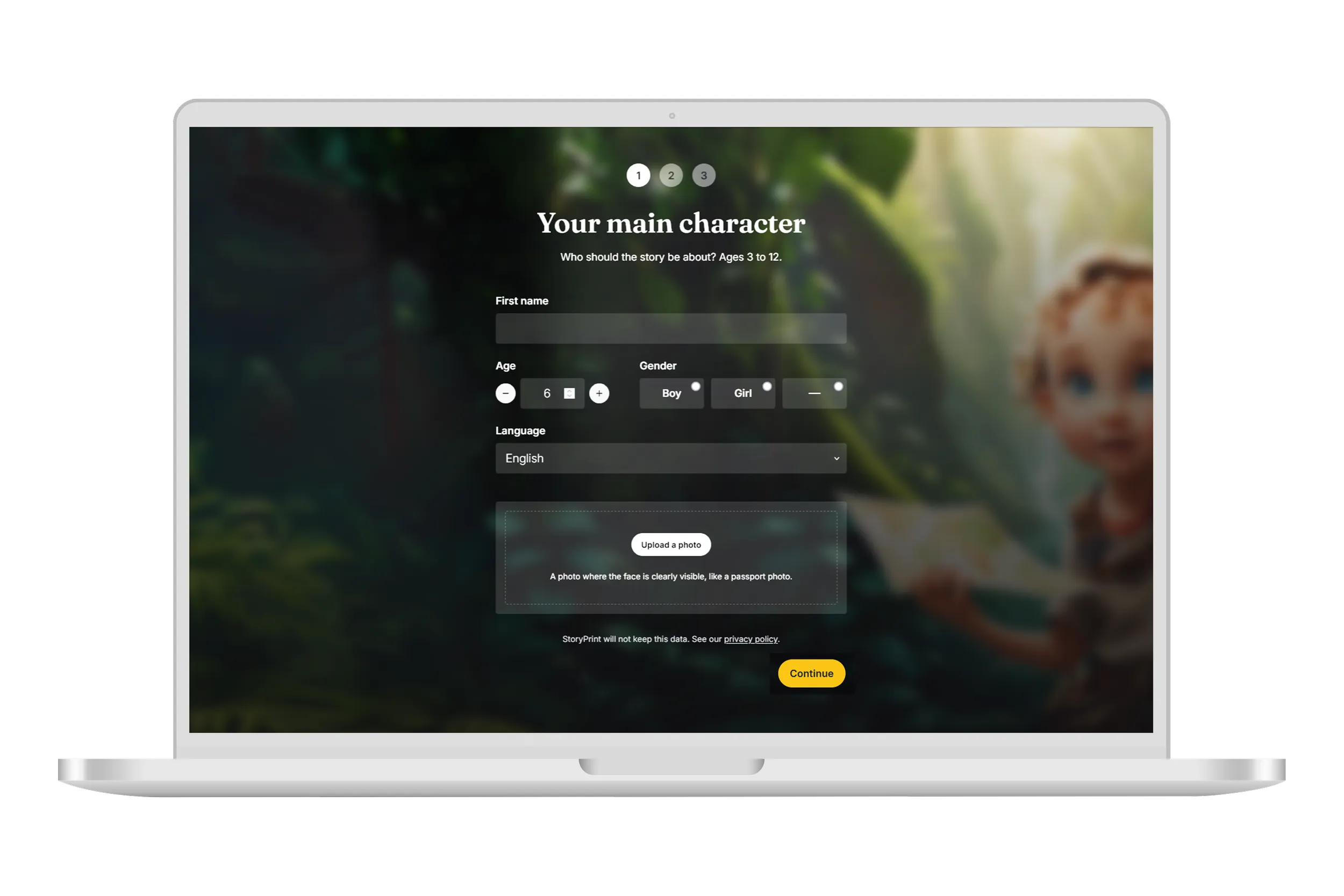The StoryPrint app on a laptop